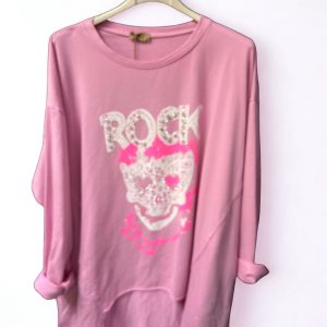 Sudadera Rock Rosa Oversize